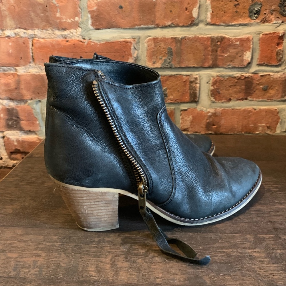 Black leather booties